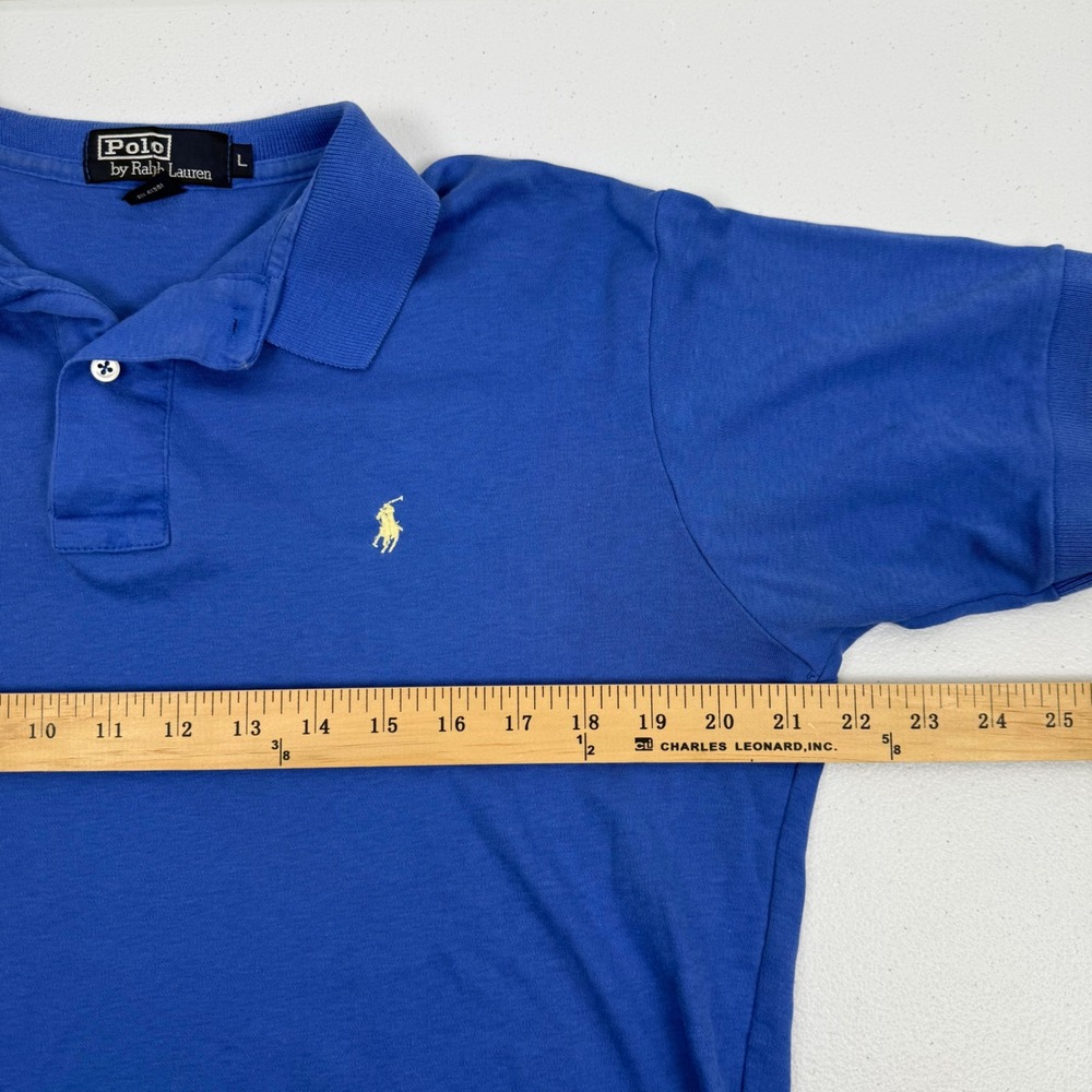 Polo Ralph Lauren Mens Blue Polo Shirt Made in USA Cotton Large Short Sleeve L - Picture 3 of 8
